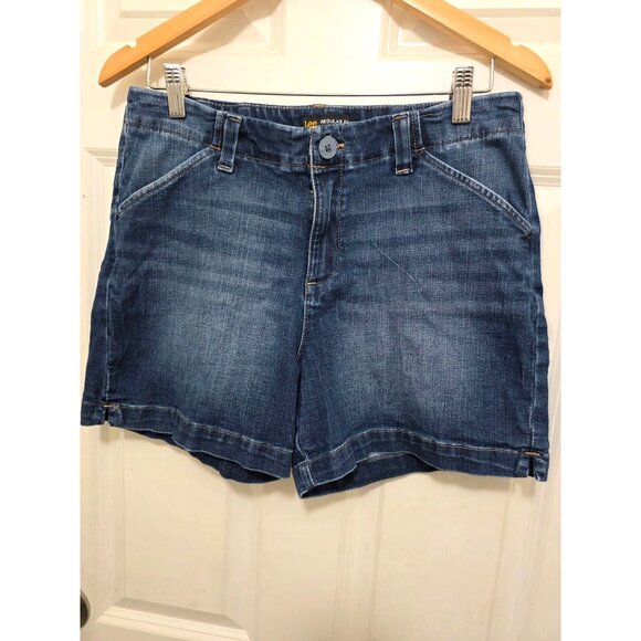 Lee Womens Mid Rise Regular Fit Denim Shorts Size 10 Medium Wash - Picture 2 of 7